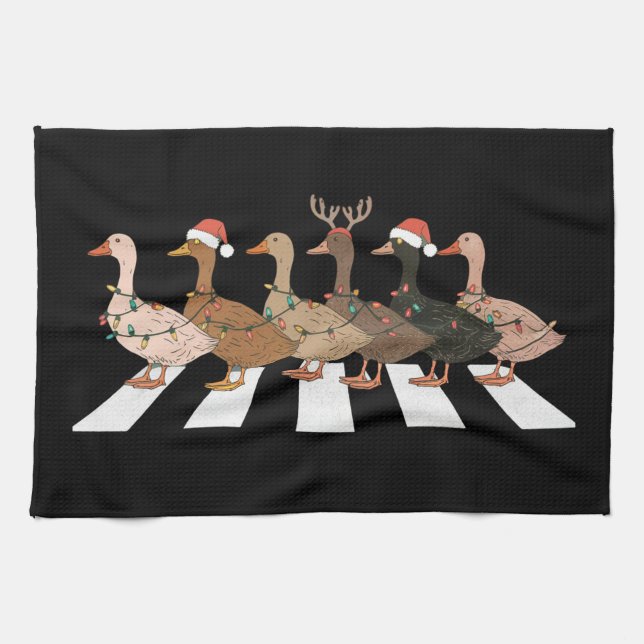Christmas Ducks Funny Animals Xmas Farm Lover Gift Tea Towel (Horizontal)