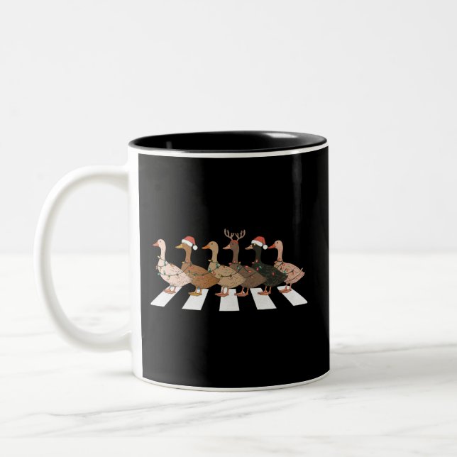 Christmas Ducks Funny Animals Xmas Farm Lover Gift Two-Tone Coffee Mug (Left)