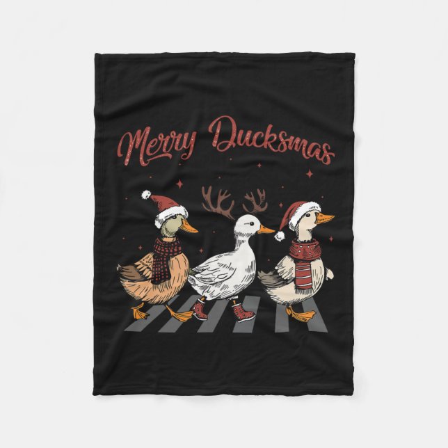 Christmas Ducks Merry Ducksmas Funny Animals Holid Fleece Blanket (Front)