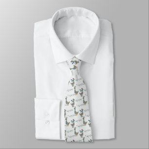 Christmas Ducks On White Tie