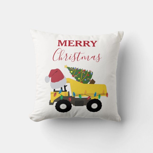 Christmas Dump Truck Construction Trucks  Cushion (Front)