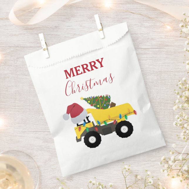 Christmas Dump Truck Construction Trucks Favour Bags (Clipped)
