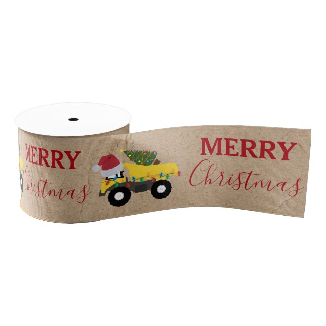 Christmas Dump Truck Construction Trucks  Grosgrain Ribbon (Spool)