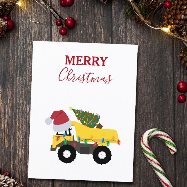 Christmas Dump Truck Construction Trucks  Holiday Postcard (Creator Uploaded)