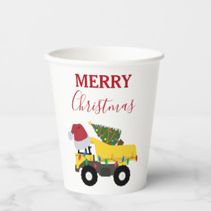Christmas Dump Truck Construction Trucks Paper Cups