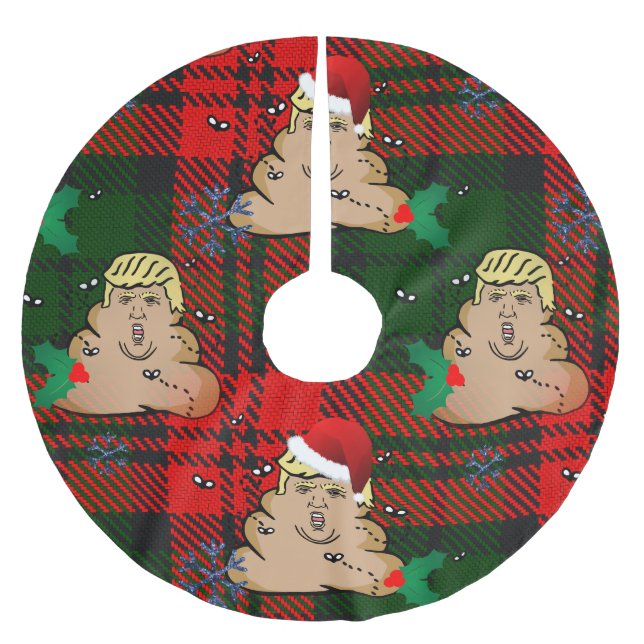 christmas dump trump xmas tree skirt (Front)