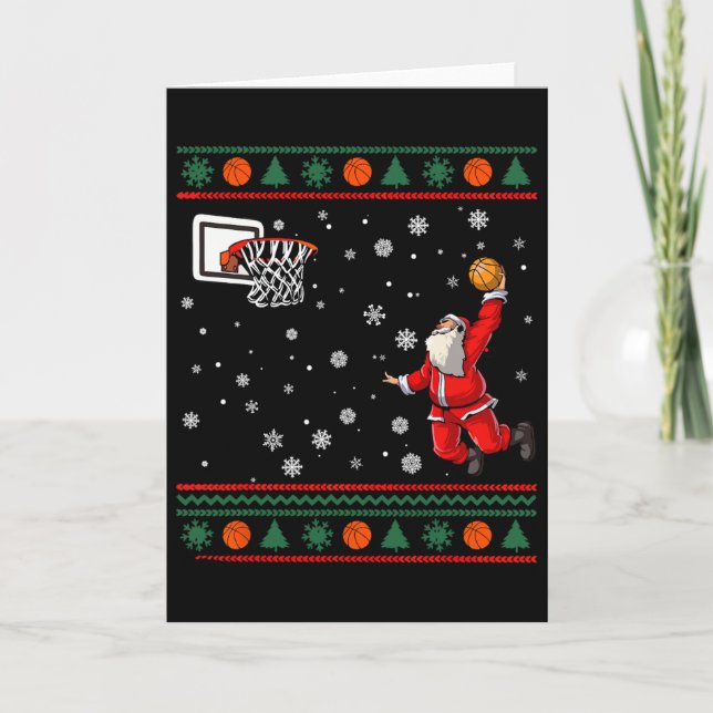 Christmas Dunking Santa Sketll Xmas Men Boys Kids  Card (Front)