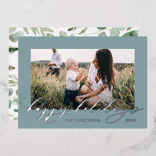 Christmas dusty blue 1 photo botanical script