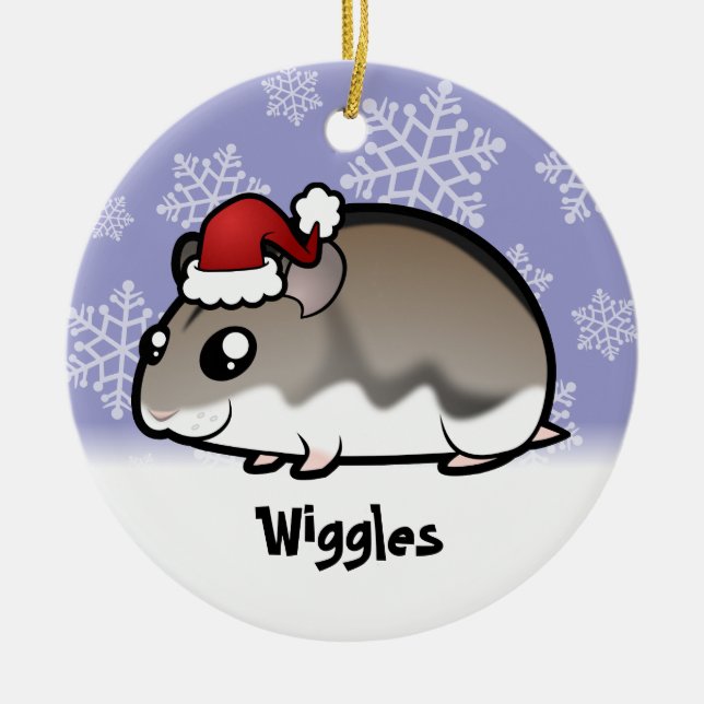 Christmas Dwarf Hamster Ceramic Tree Decoration (Front)
