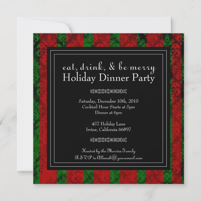 Christmas Eat, Drink and Be Merry  Party  Invite (Front)