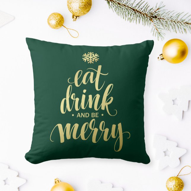 Christmas Eat Drink & be Merry Green Cushion (Creator Uploaded)