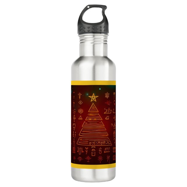 Christmas Egyptian Hieroglyphs 1 710 Ml Water Bottle (Front)