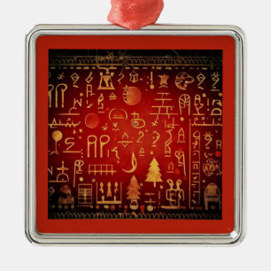 Christmas Egyptian Hieroglyphs 4 Metal Tree Decoration