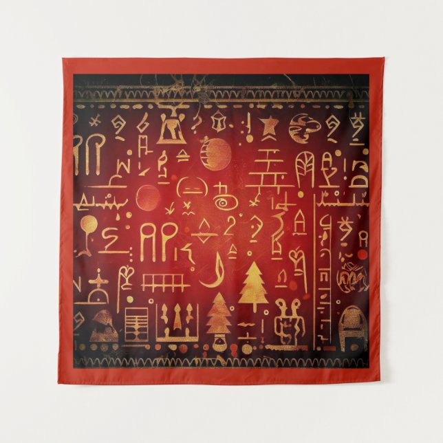 Christmas Egyptian Hieroglyphs 4 Tapestry (Front)