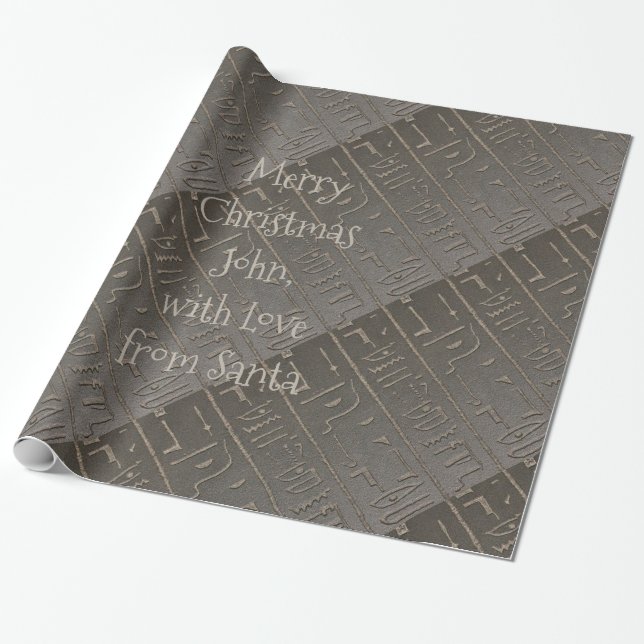 Christmas Egyptian Hieroglyphs Ancient Writing Wrapping Paper (Unrolled)