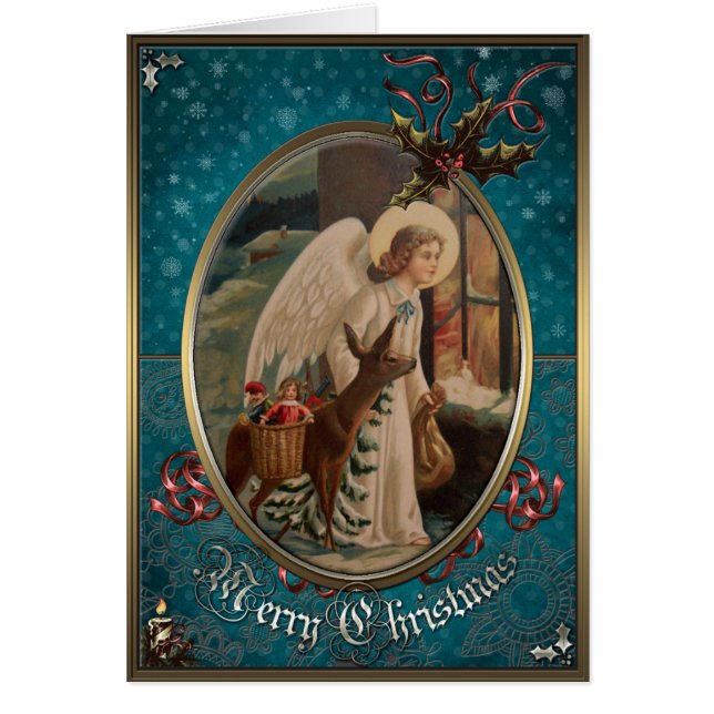 Christmas Elegance Card - Angel near the window. (Front)