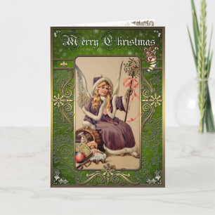 Christmas Elegance Card - Angel with gifts.