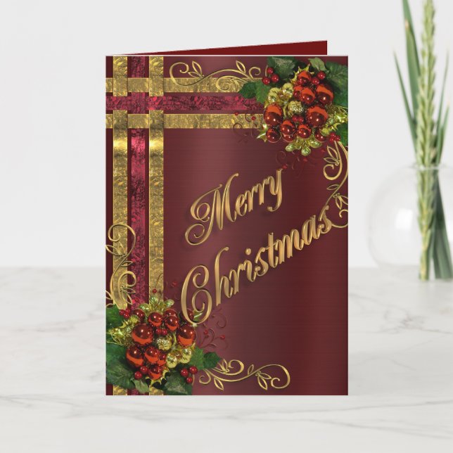 Christmas elegance card gold and red Victorian (Front)