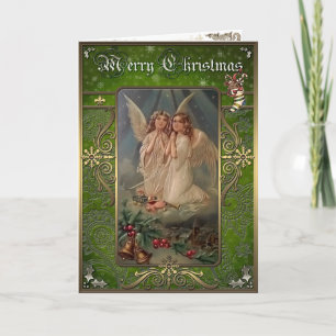 Christmas Elegance Card - Two Christmas angels.
