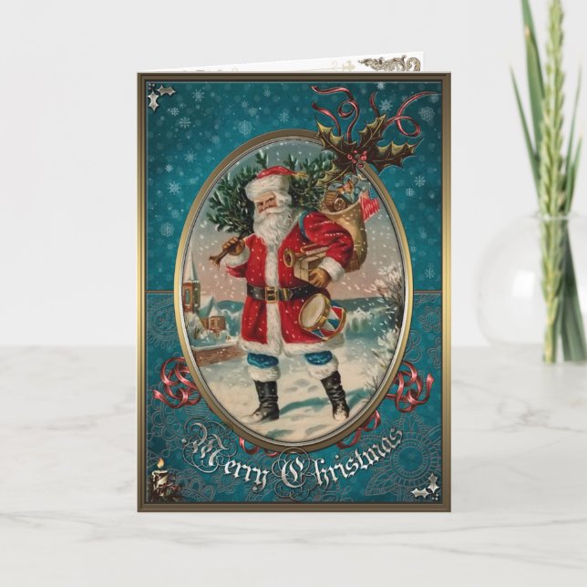 Christmas Elegance Card - Wonderful Santa Claus. (Front)