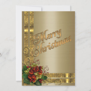 Christmas elegance flat card gold Victorian