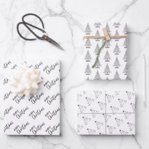 Christmas elegant black and white wrapping paper sheet