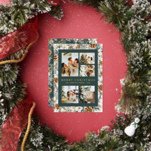 Christmas Elegant Dark Green Watercolor Botanical 
