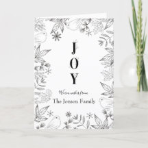 Christmas  elegant floral black white script