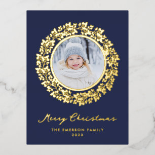 Christmas Elegant Gold Foil Postcard