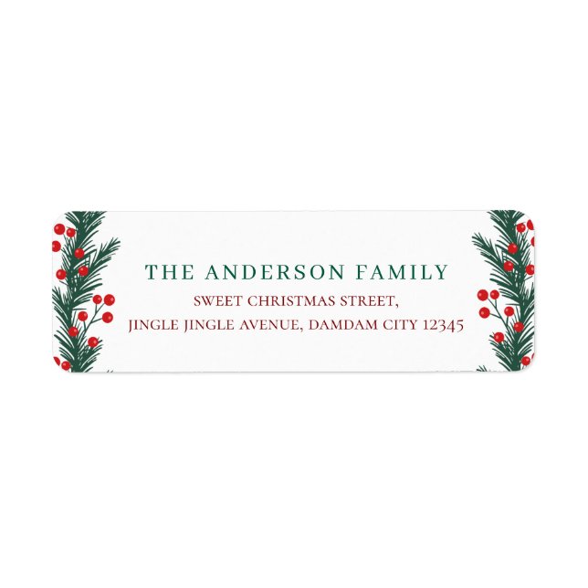 Christmas Elegant Holly Berry Return Address (Front)