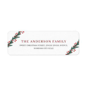 Christmas Elegant Holly Berry Return Address