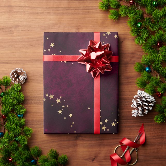 Christmas elegant luxury gold stars pattern wrapping paper (Holiday Gift)