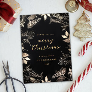 Christmas Elegant Modern Black Unique Festive Holiday Card