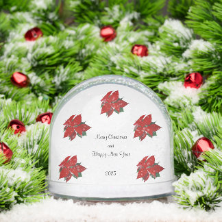 Christmas Elegant Poinsettia Pattern Snowglobe