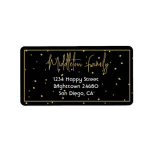 Christmas Elegant Seasonal Black Gold  Label