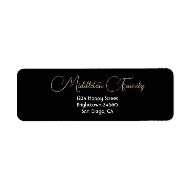 Christmas Elegant Seasonal Black Gold Label (Front)