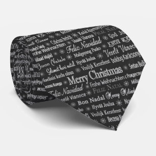 Christmas Elegant Silver Black Holidays Tie
