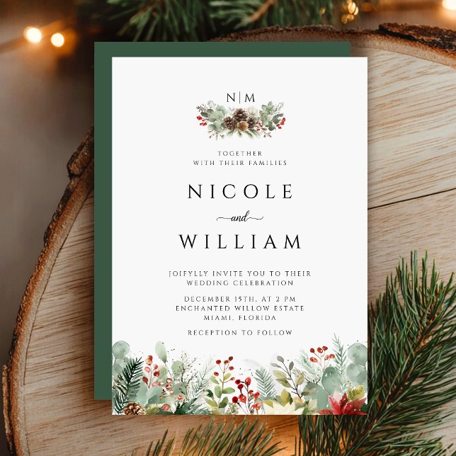 Christmas Elegant Wedding Watercolor Invitation (Creator Uploaded)
