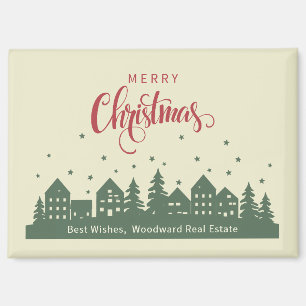 Christmas Elegant Winter Houses Realtor Custom Magnet