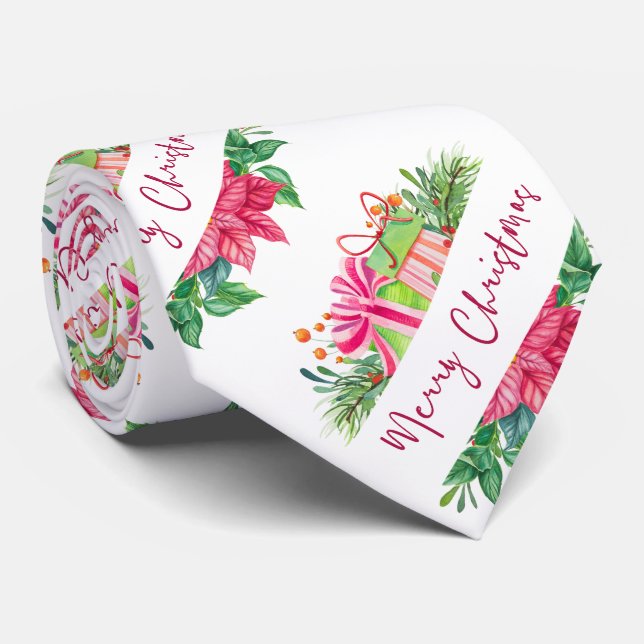 Christmas Elements Merry Christmas Men's Tie (Rolled)