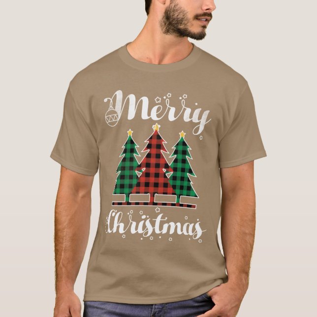 Christmas Elements Merry December Plaid Christmas  T-Shirt (Front)