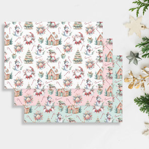 Christmas Elements Pastel Wrapping Paper Sheet
