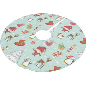 Christmas Elements Reindeer Elves Brushed Polyester Tree Skirt