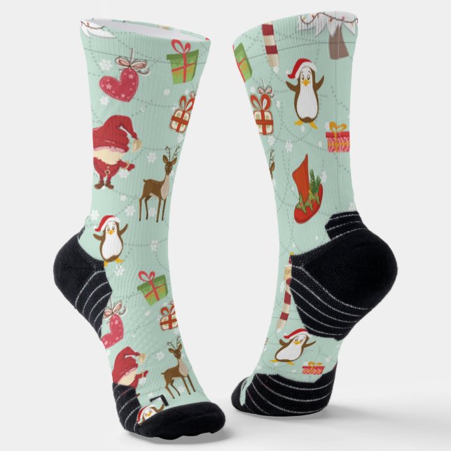 Christmas Elements Reindeer Elves  Socks (Angled)