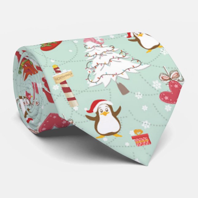 Christmas Elements Reindeer Elves Tie (Rolled)