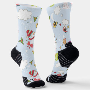 Christmas Elements Snowman Pattern Socks