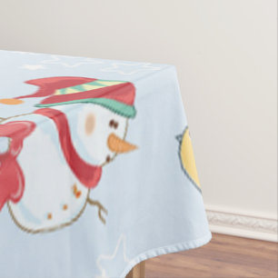 Christmas Elements Snowman Pattern  Tablecloth