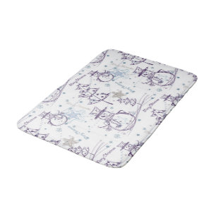 Christmas Elements Snowman Sketch Bathroom Mat
