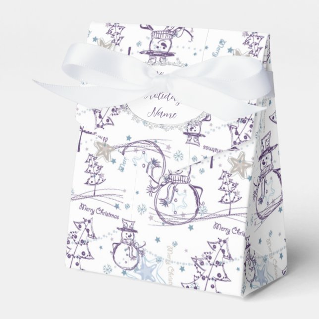 Christmas Elements Snowman Sketch Favour Box (Front Side)