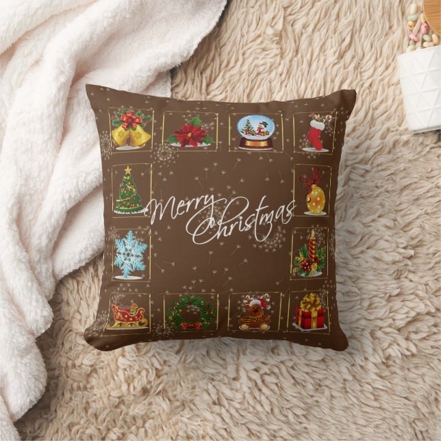 Christmas Elements Throw Pillow (Blanket)